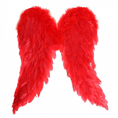 Большие красные крылья из перьев